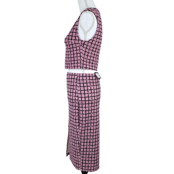 UK2LA Womens Lg. 2 Piece Set Purple Grid Dress - Picture 4 of 8